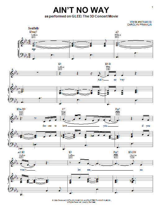 Glee Cast Ain't No Way Sheet Music