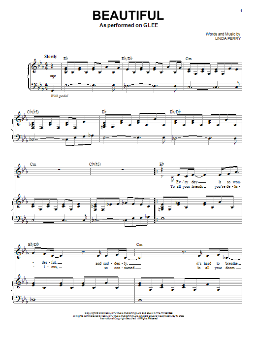 Glee Cast Beautiful Sheet Music