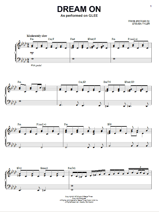 Glee Cast Dream On Sheet Music