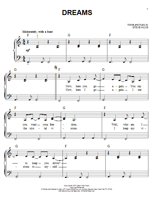Glee Cast Dreams Sheet Music
