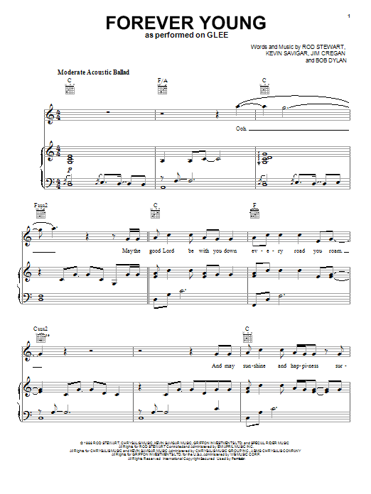 Glee Cast Forever Young Sheet Music