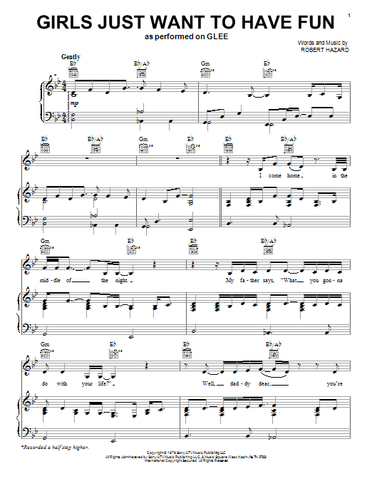 Glee Cast Girls Just Want To Have Fun Sheet Music