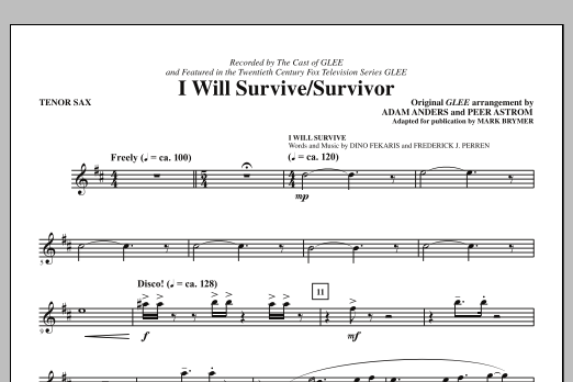 Glee Cast I Will Survive/Survivor (arr. Mark Brymer) - Tenor Sax Sheet Music