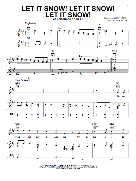 Glee Cast Let It Snow! Let It Snow! Let It Snow! Sheet Music