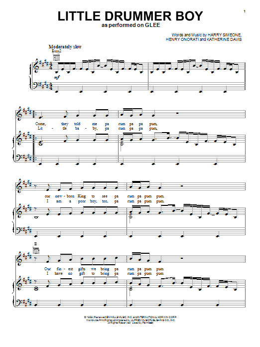 Glee Cast The Little Drummer Boy Sheet Music