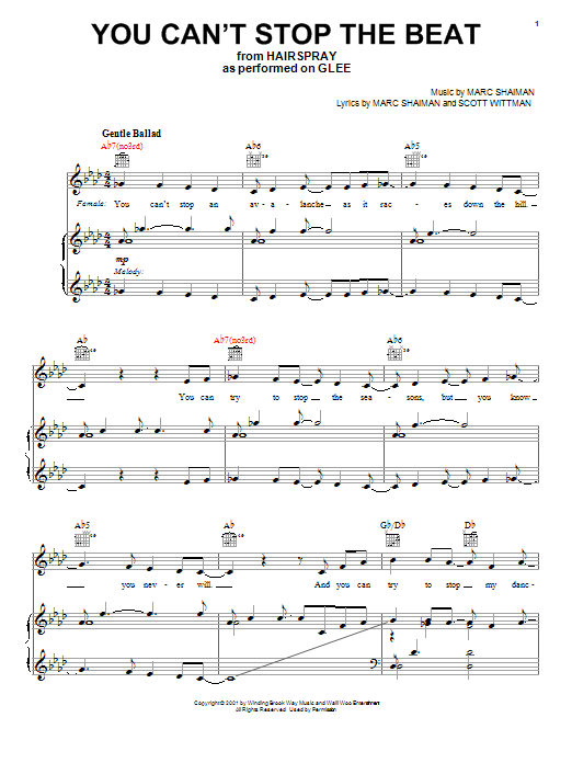Glee Cast You Can't Stop The Beat Sheet Music
