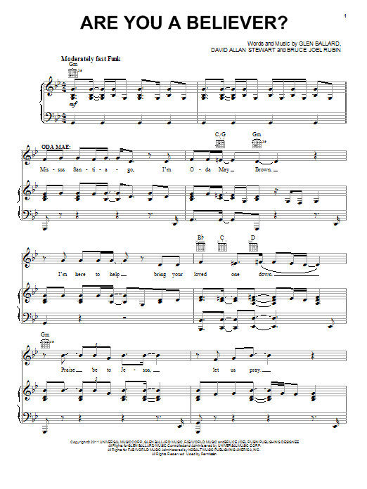 Glen Ballard Are You A Believer? Sheet Music