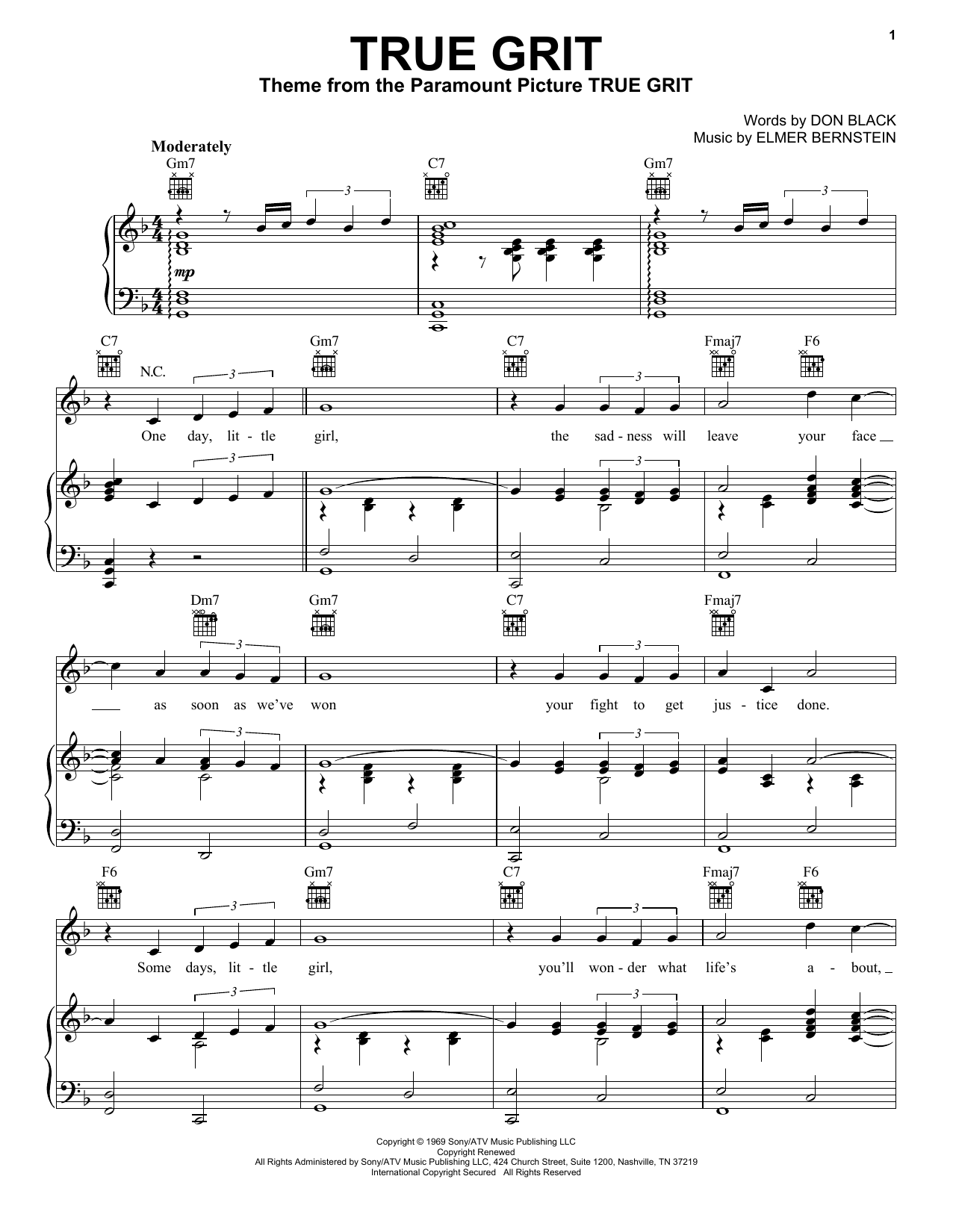 Glen Campbell True Grit Sheet Music