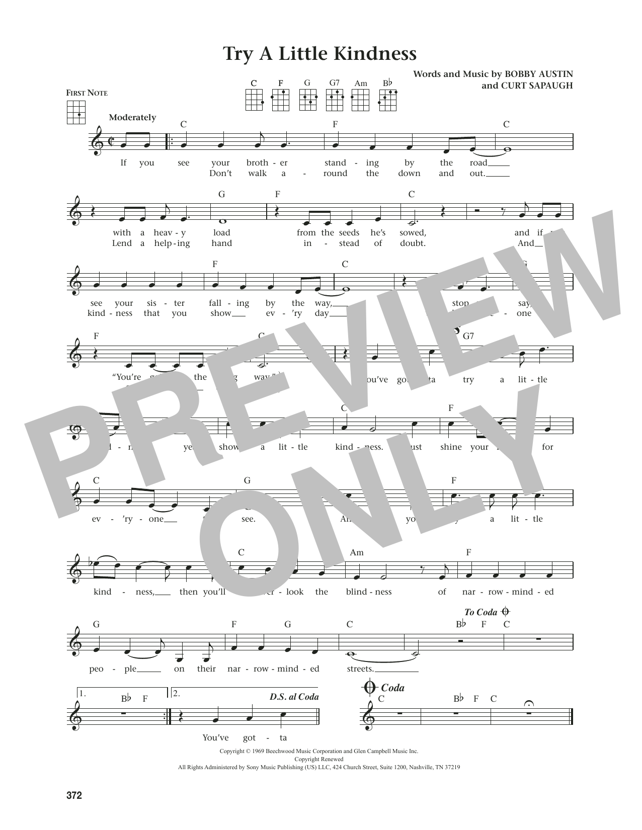 Glen Campbell Try A Little Kindness (from The Daily Ukulele) (arr. Jim Beloff) Sheet Music