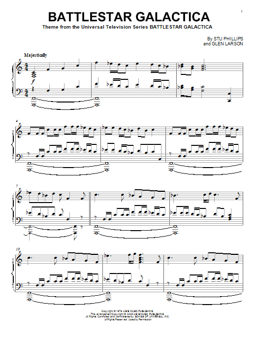 Glen Larson Battlestar Galactica Sheet Music