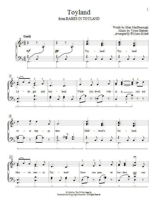 Glen MacDonough Toyland Sheet Music