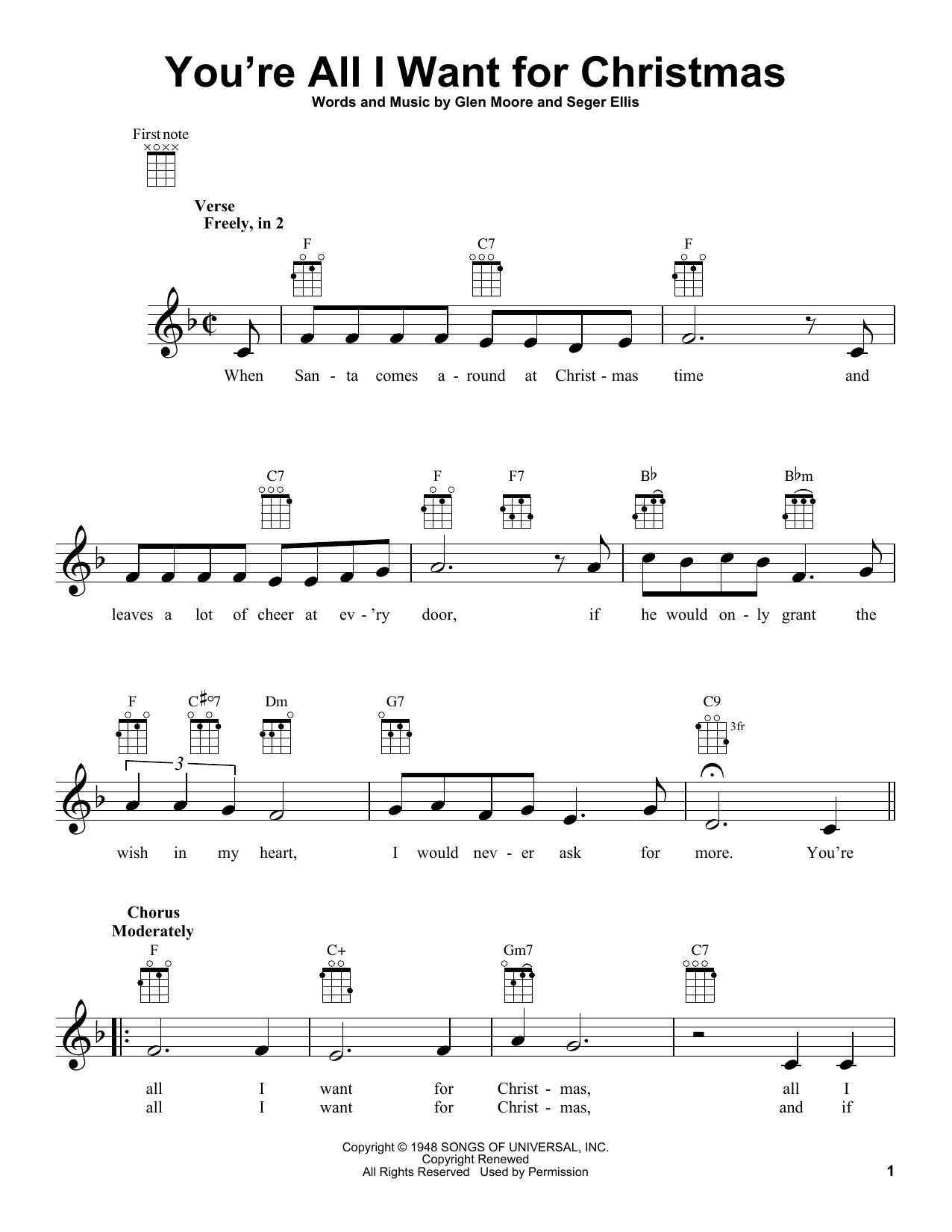 Glen Moore You're All I Want For Christmas Sheet Music