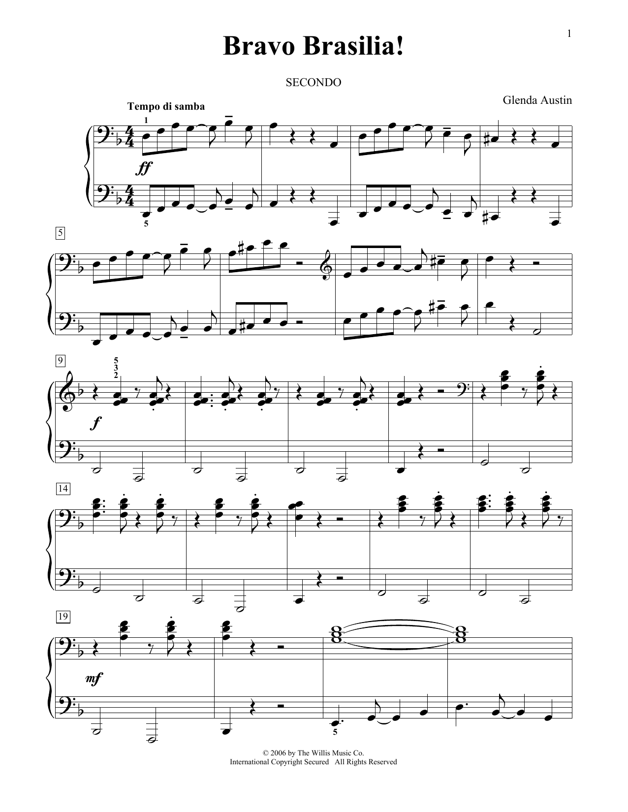 Glenda Austin Bravo Brasilia! Sheet Music