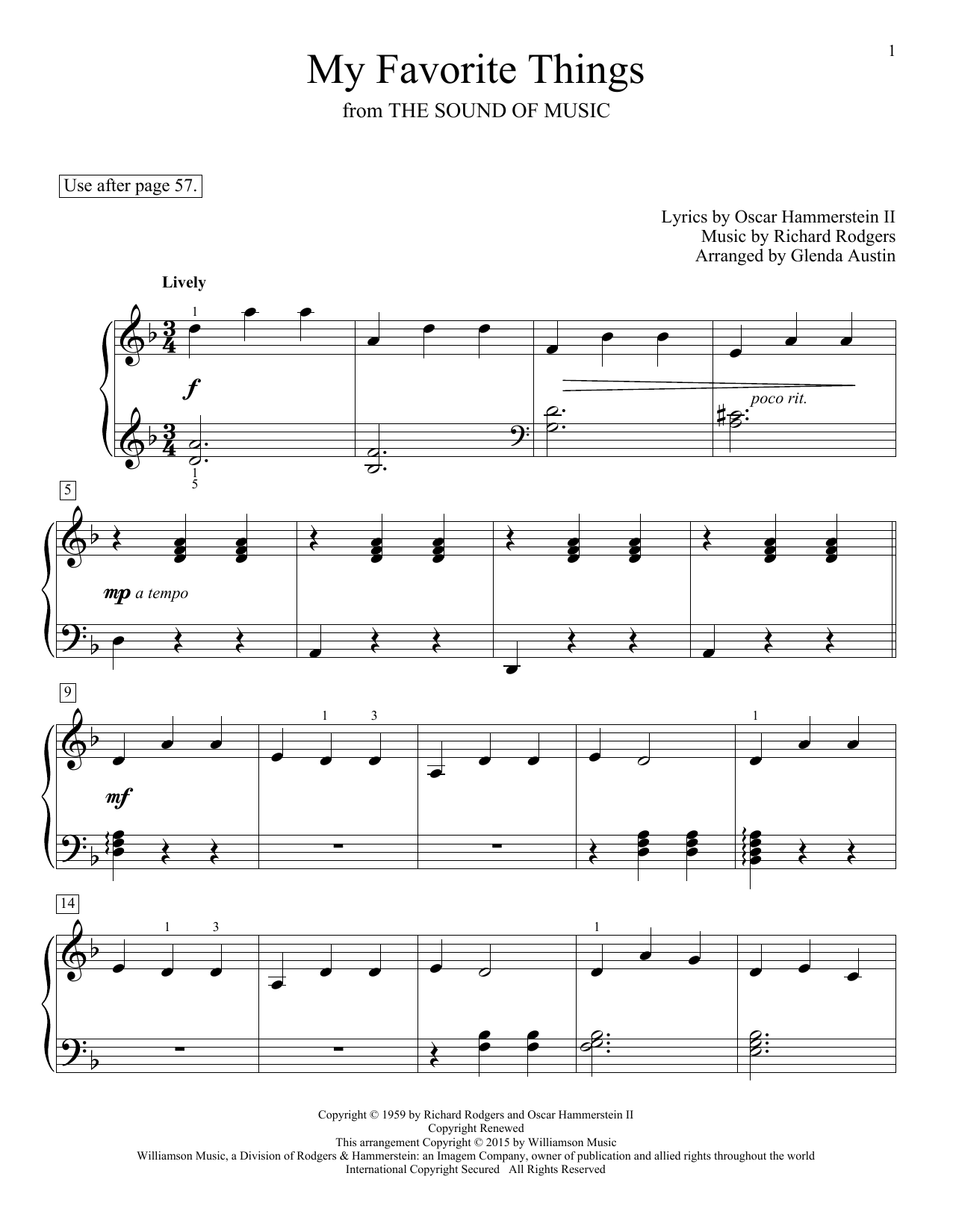 Glenda Austin My Favorite Things Sheet Music