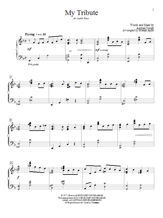 Glenda Austin My Tribute Sheet Music