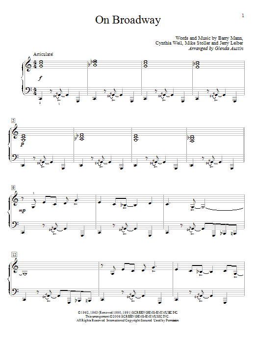 Glenda Austin On Broadway Sheet Music