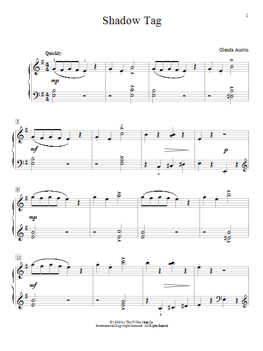 Glenda Austin Shadow Tag Sheet Music