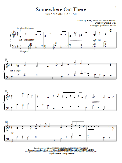 Glenda Austin Somewhere Out There Sheet Music