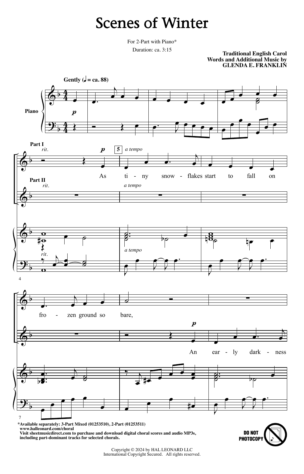 Glenda E. Franklin Scenes Of Winter Sheet Music