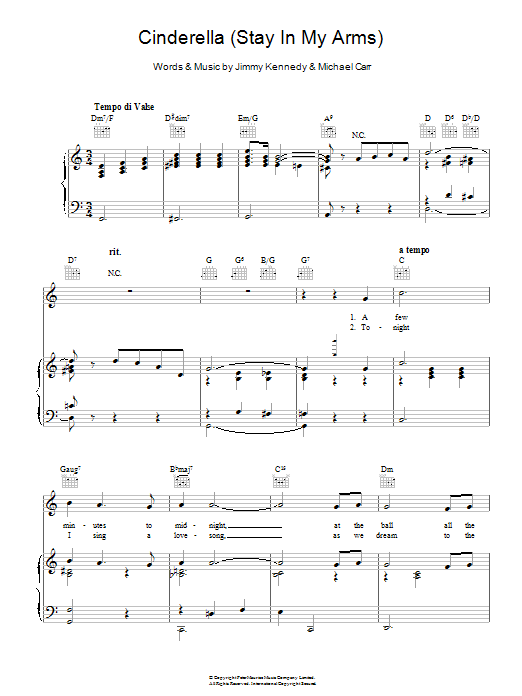 Glenn Miller Cinderella (Stay In My Arms) Sheet Music