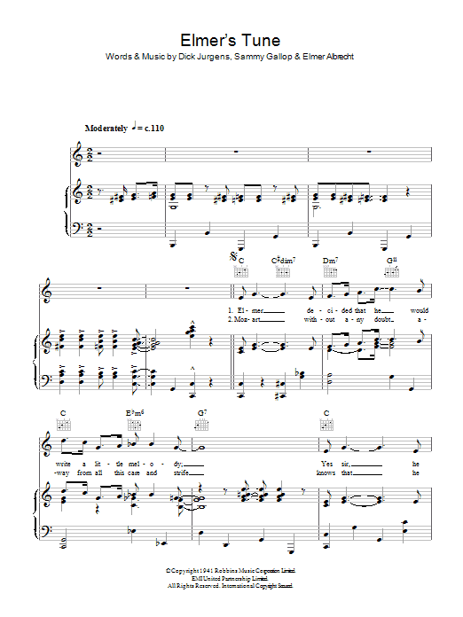 Glenn Miller Elmer's Tune Sheet Music