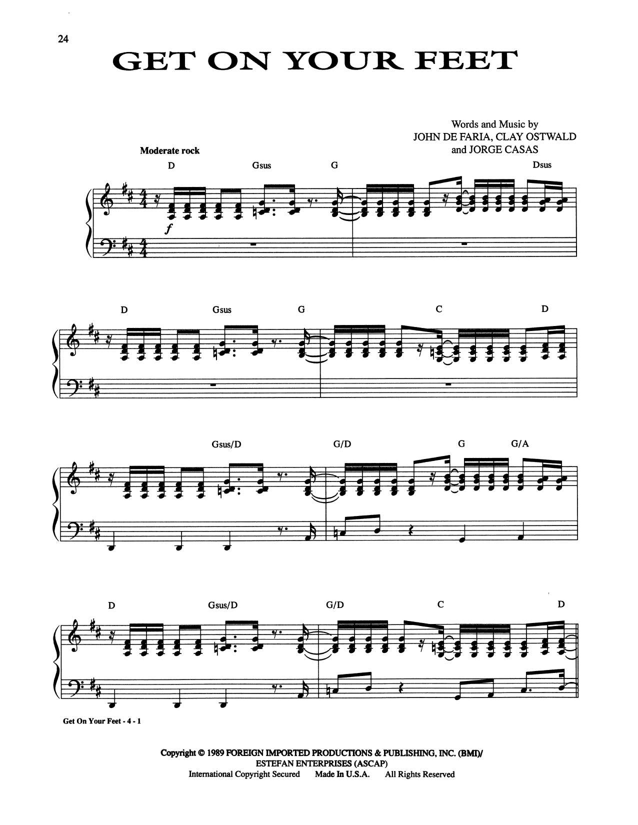 Gloria Estefan Get On Your Feet Sheet Music