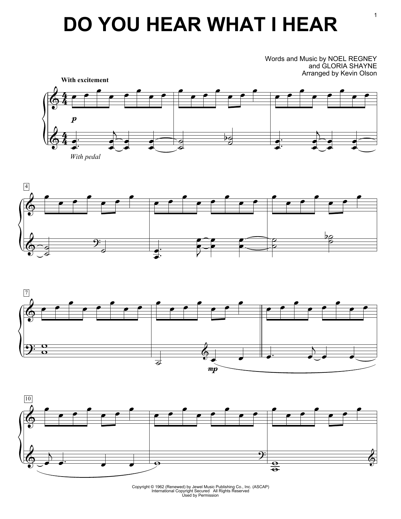 Gloria Shayne Do You Hear What I Hear (arr. Kevin Olson) Sheet Music