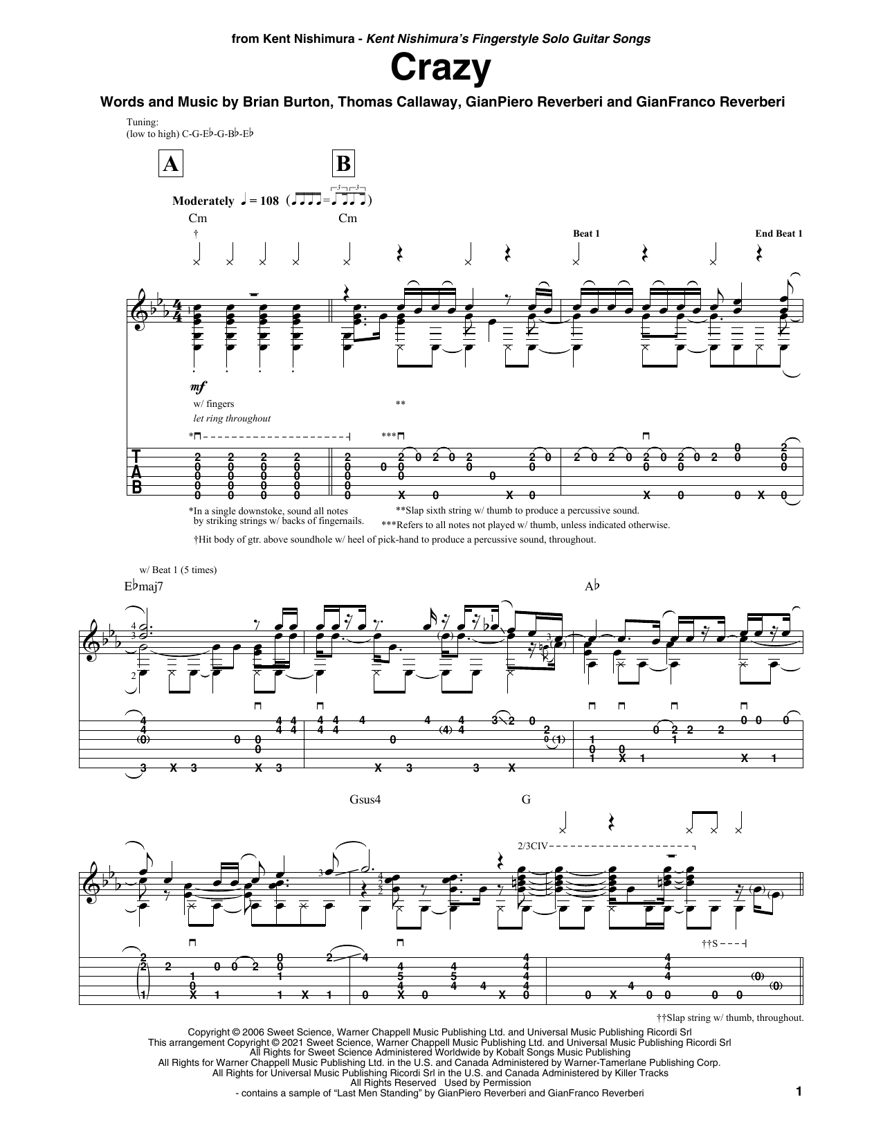Gnarls Barkley Crazy (arr. Kent Nishimura) Sheet Music