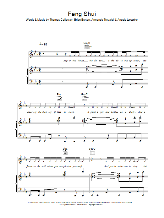 Gnarls Barkley Feng Shui Sheet Music