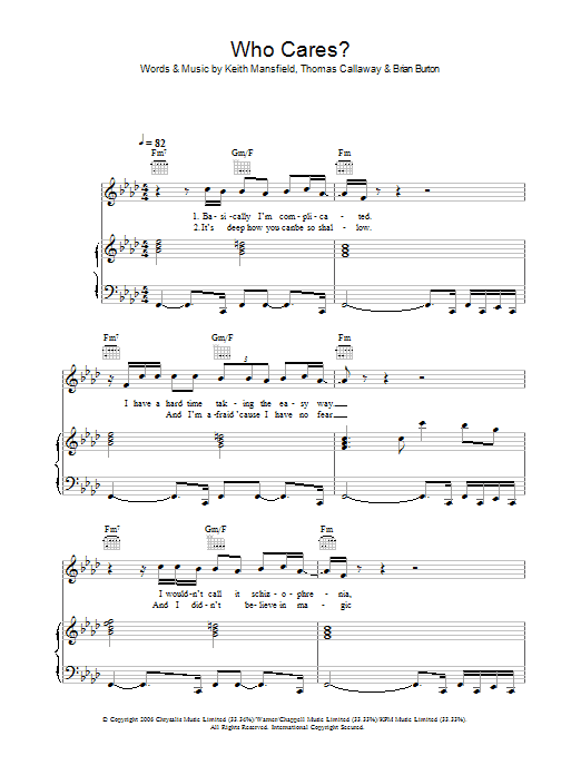 Gnarls Barkley Who Cares? Sheet Music