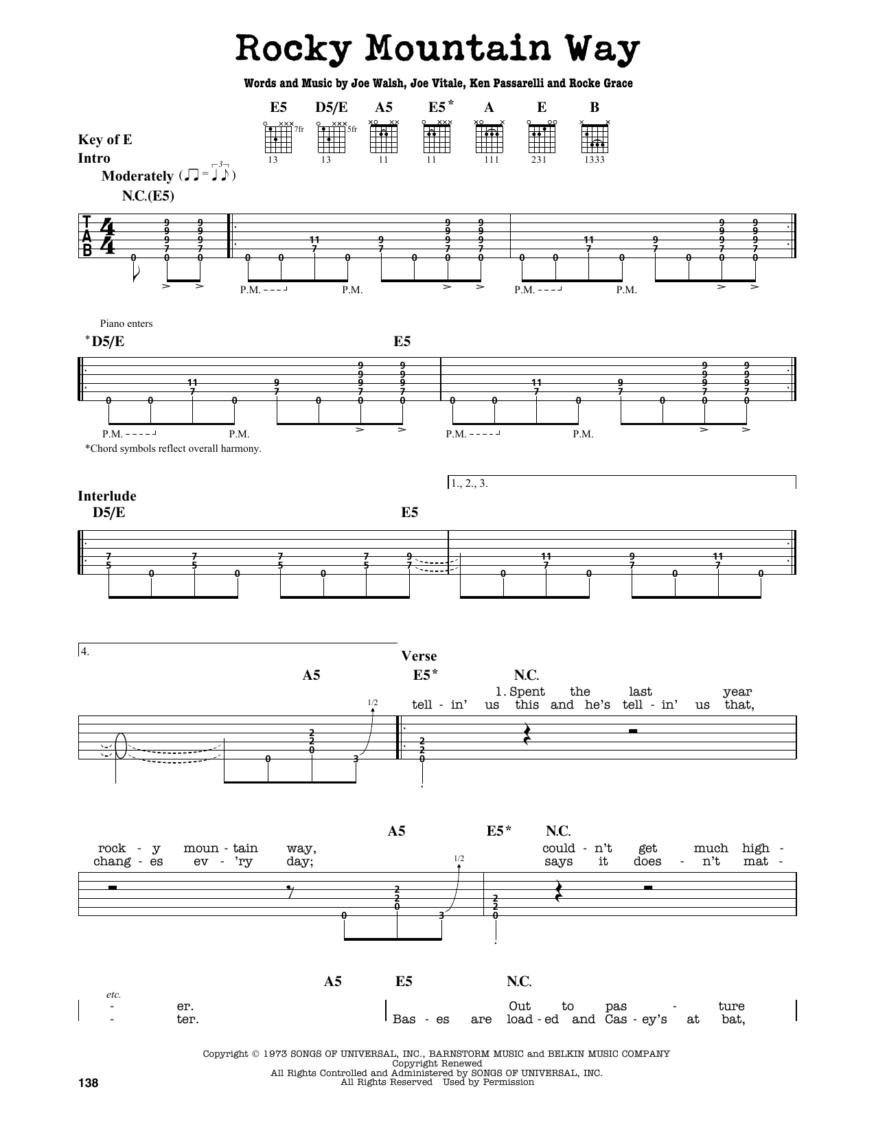 Godsmack Rocky Mountain Way Sheet Music