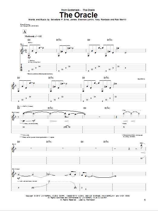 Godsmack The Oracle Sheet Music