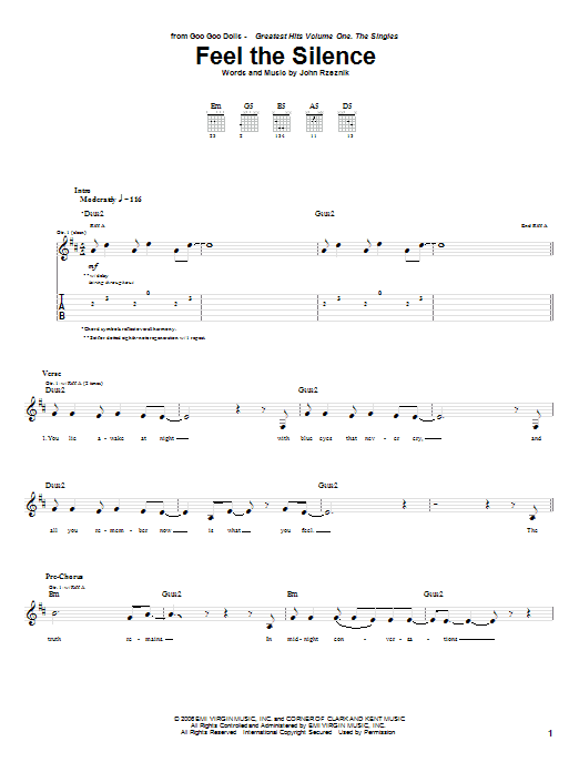 Goo Goo Dolls Feel The Silence Sheet Music