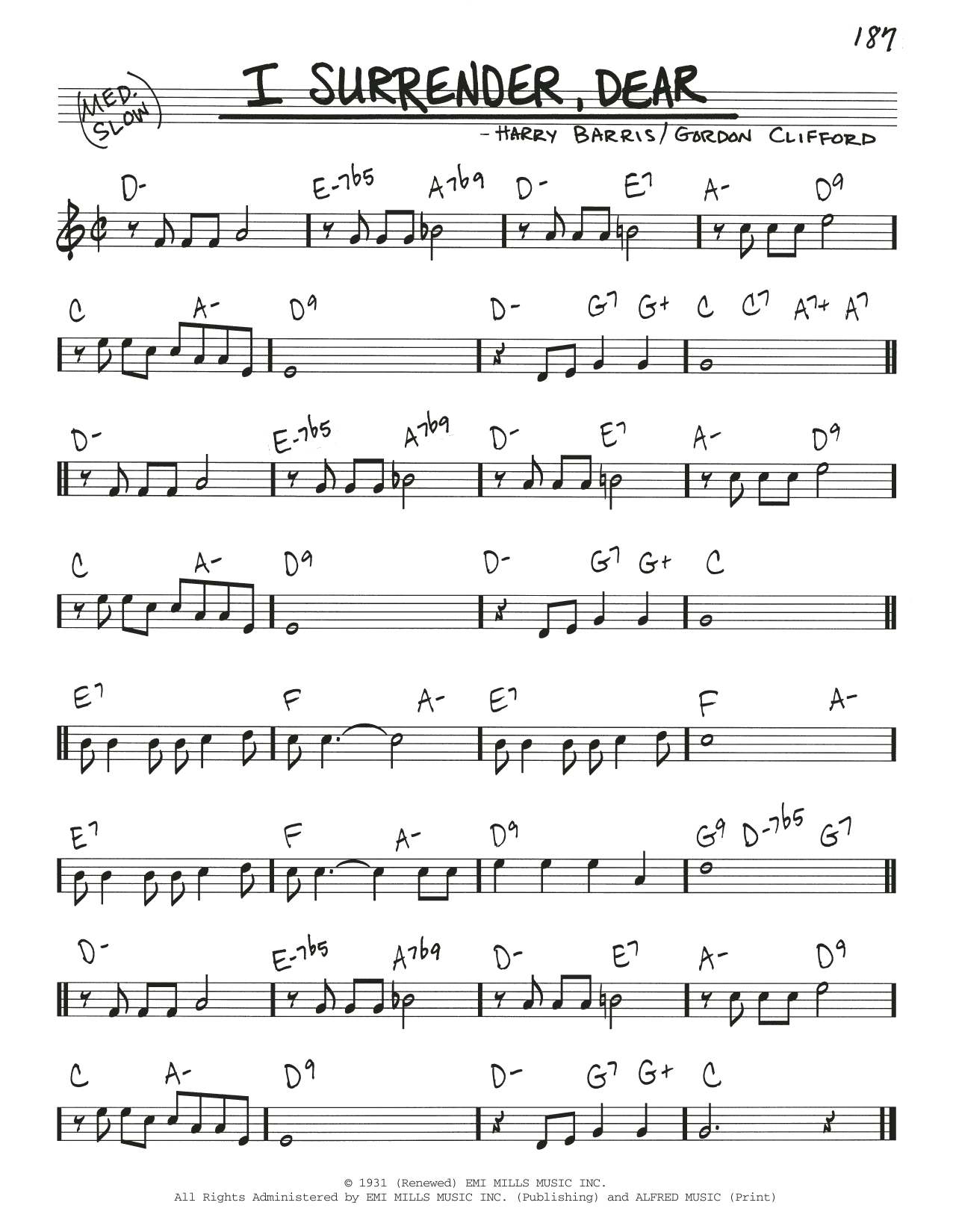 Gordon Clifford I Surrender, Dear Sheet Music