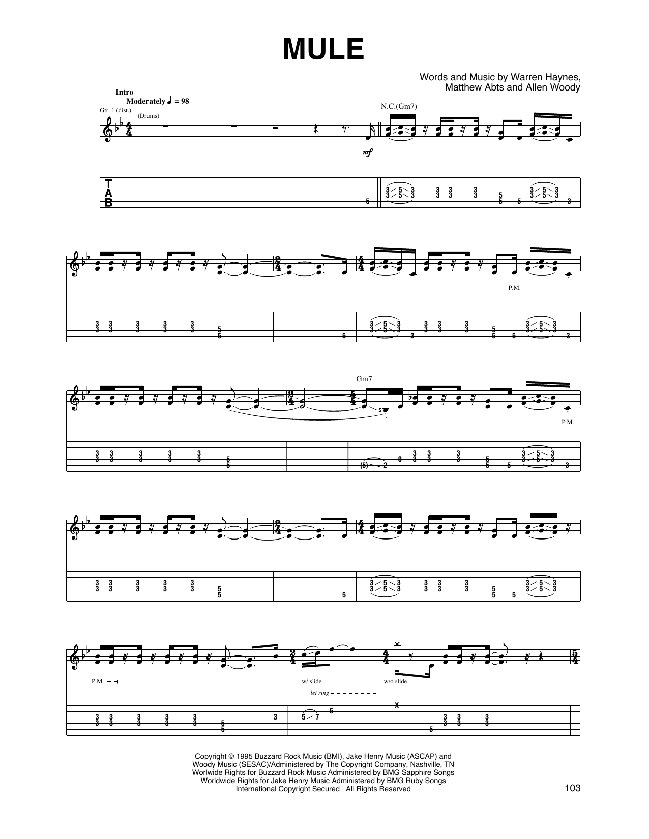Gov't Mule Mule Sheet Music