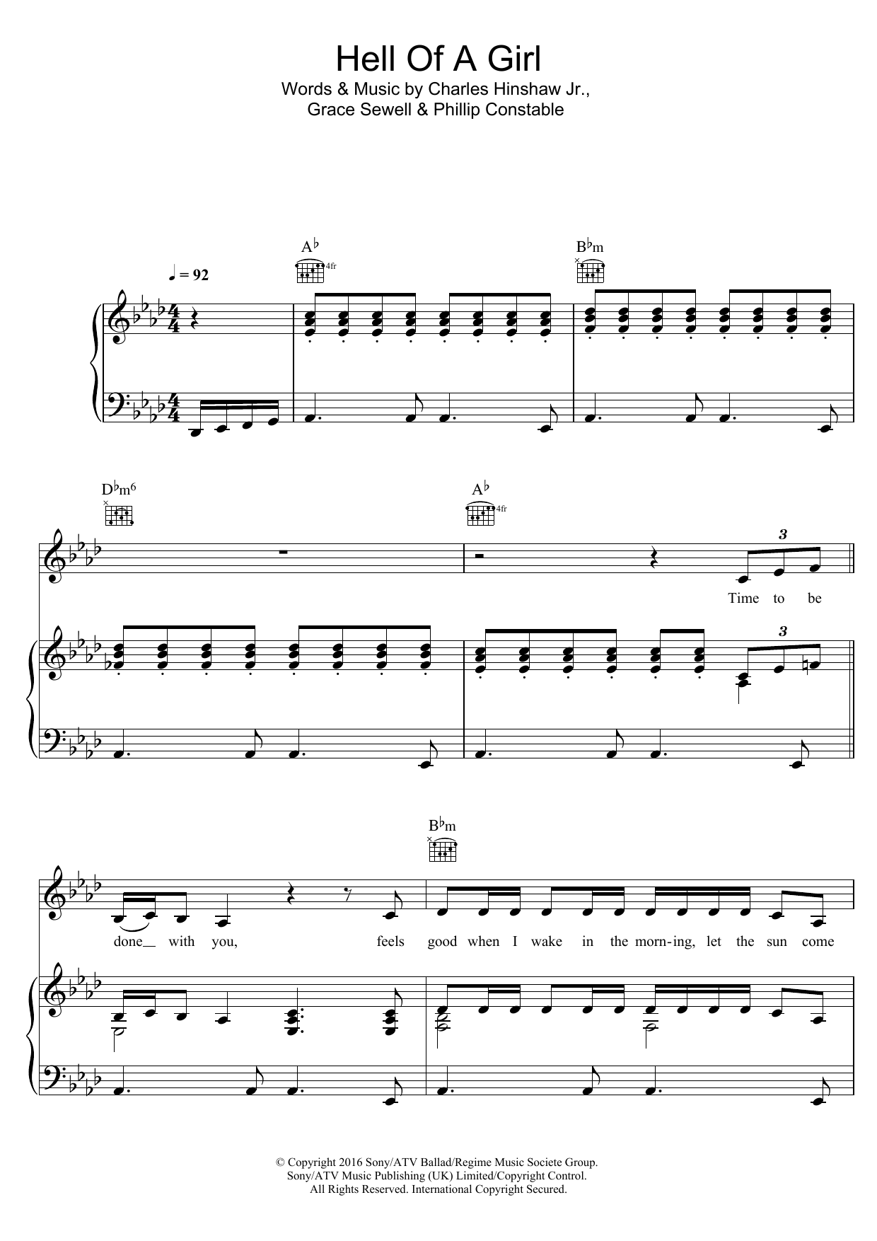 Grace Hell Of A Girl Sheet Music