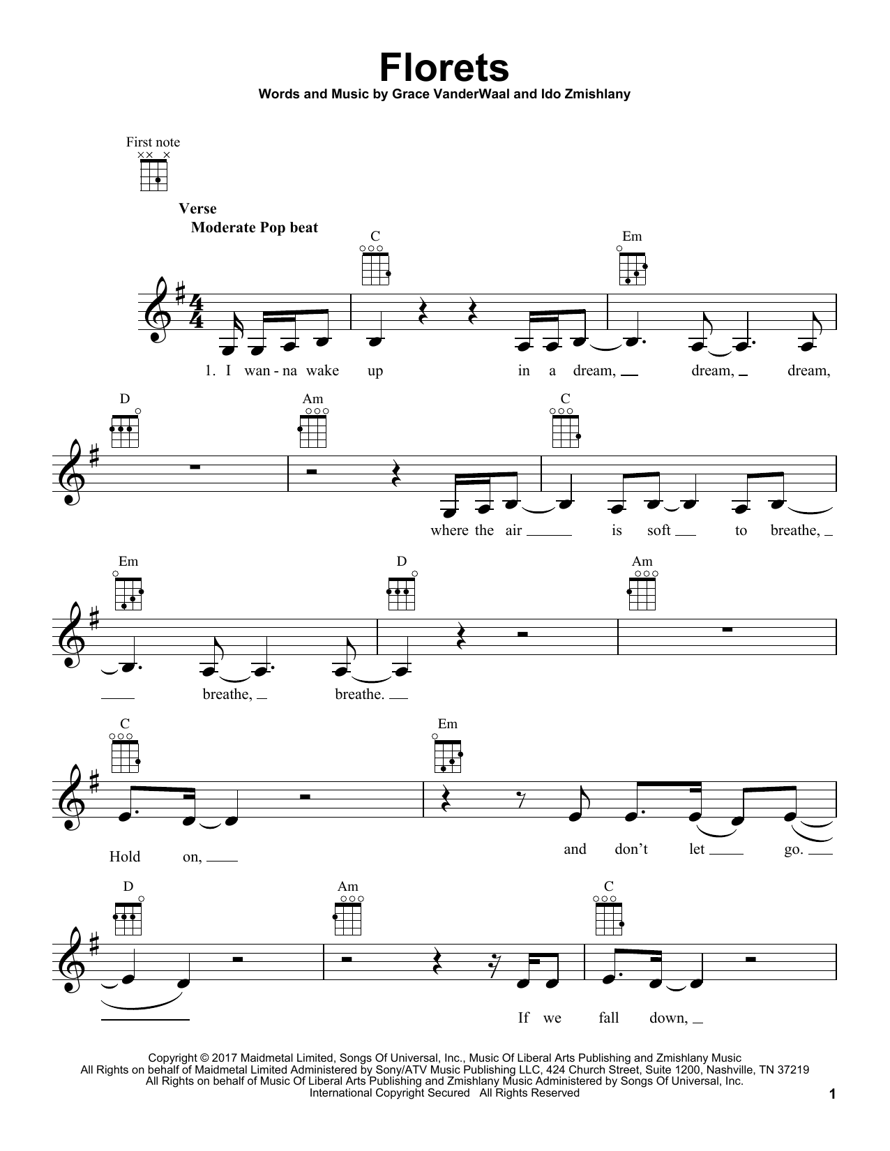 Grace VanderWaal Florets Sheet Music