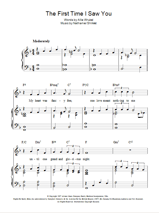 Gracie Fields The First Time I Saw You Sheet Music