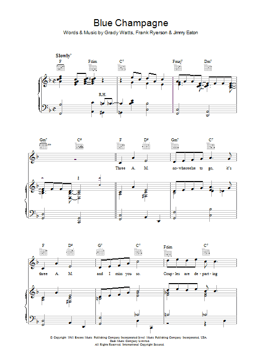 Grady Watts Blue Champagne Sheet Music
