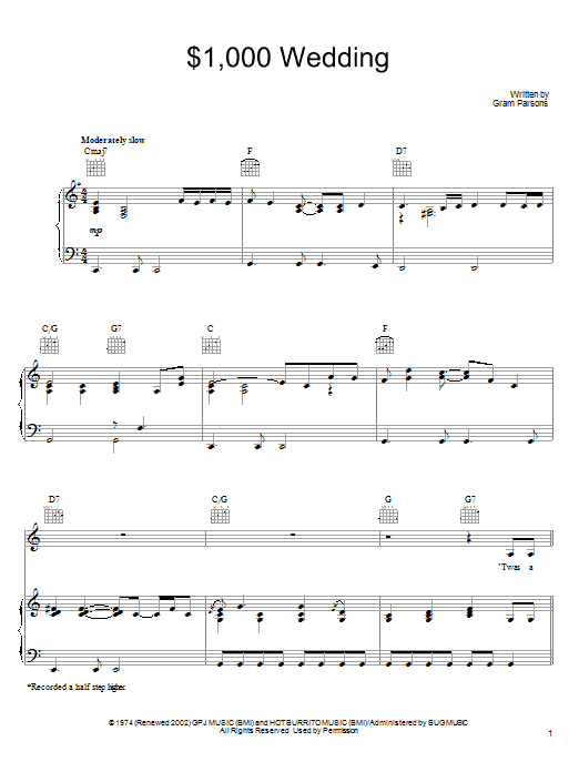 Gram Parsons $1,000 Wedding Sheet Music