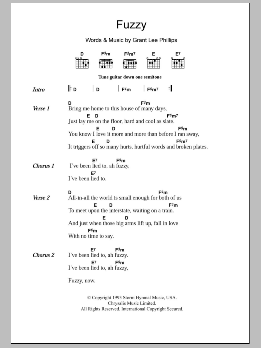 Grant Lee Buffalo Fuzzy Sheet Music