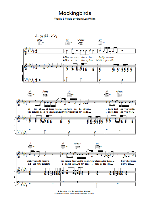 Grant Lee Buffalo Mockingbirds Sheet Music