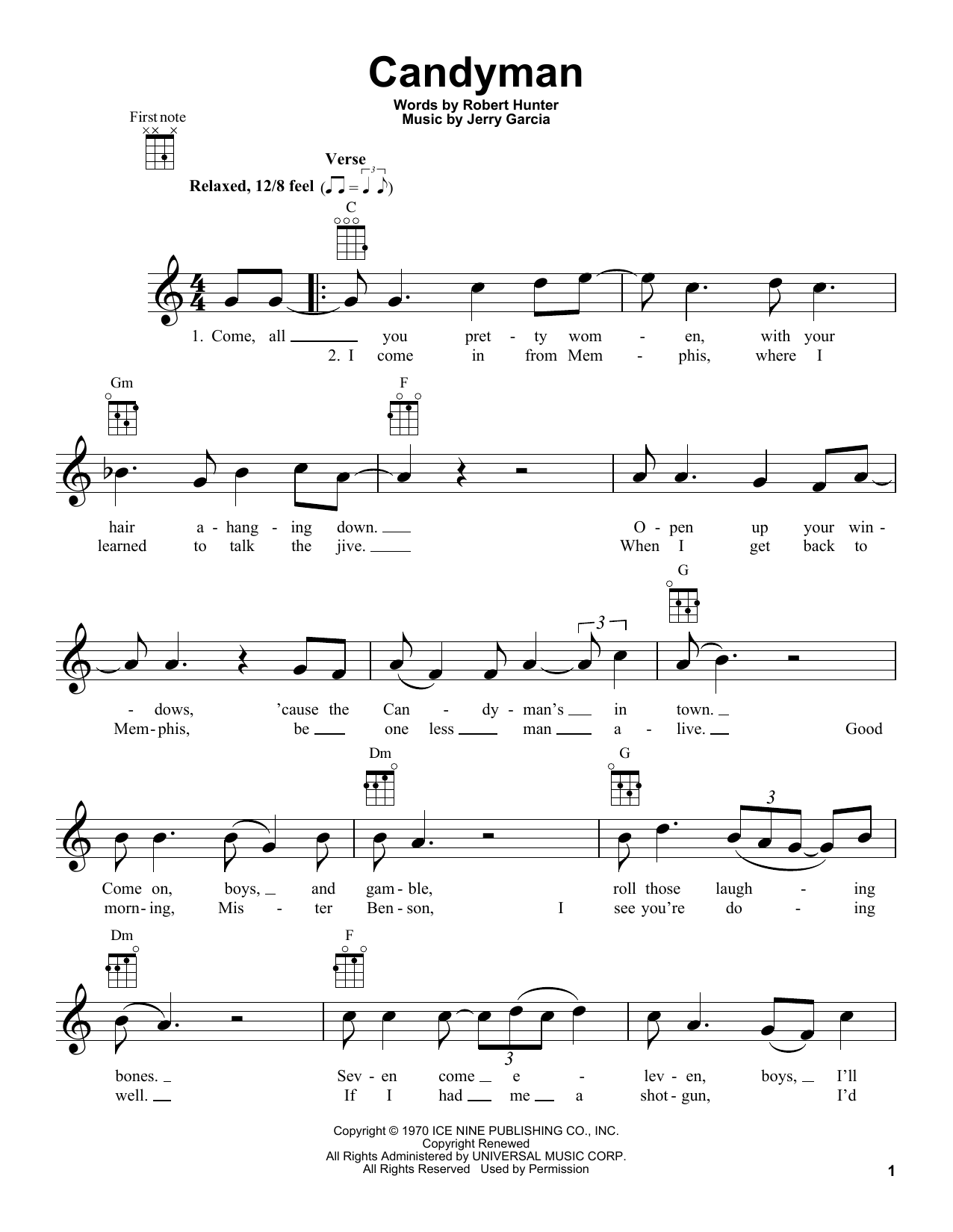 Grateful Dead Candyman Sheet Music