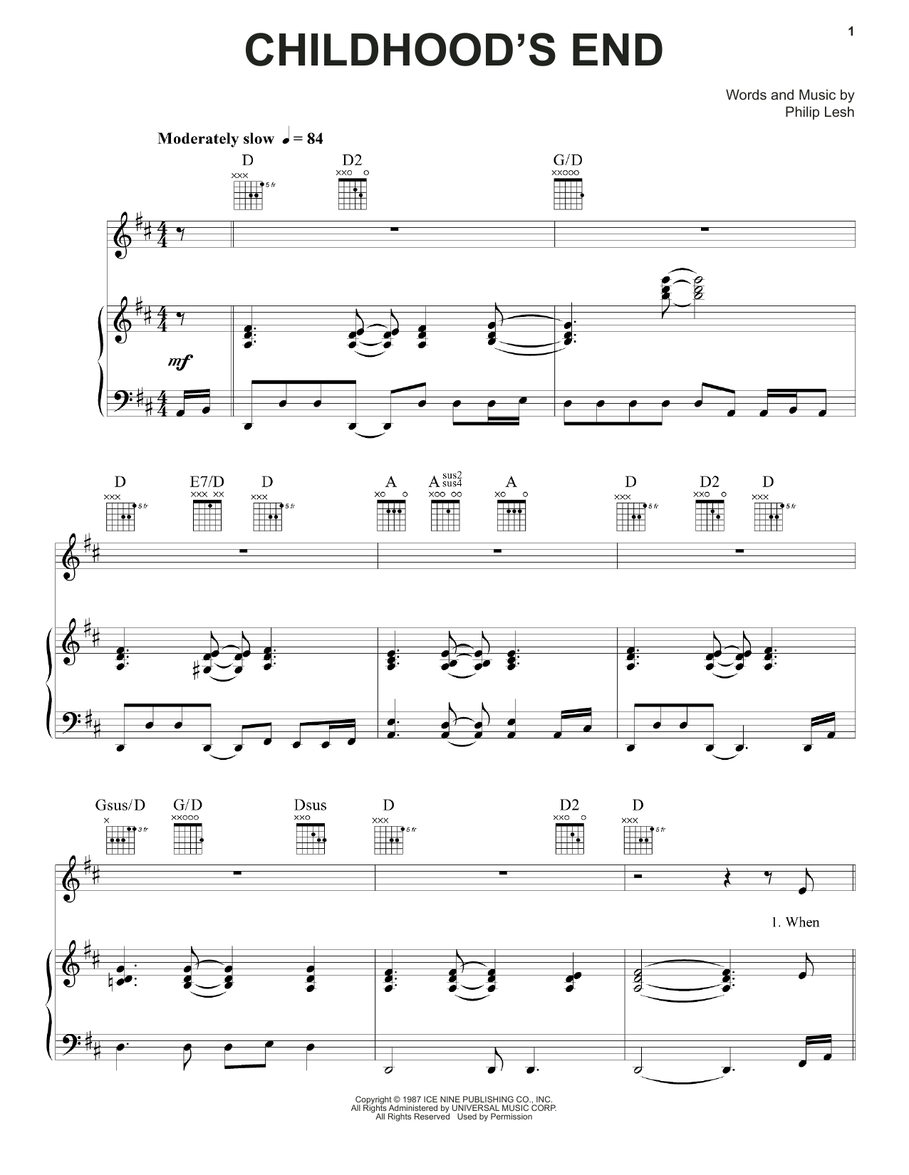 Grateful Dead Childhood's End Sheet Music