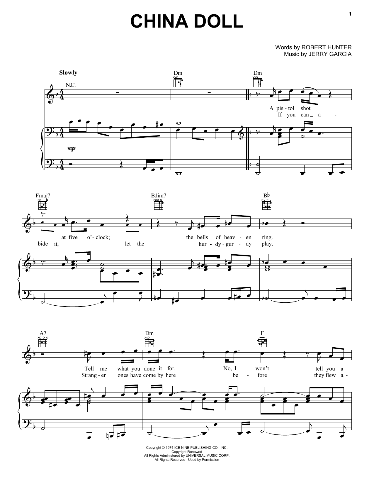 Grateful Dead China Doll Sheet Music