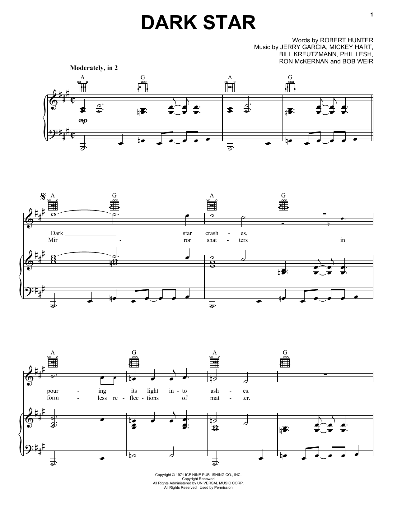 Grateful Dead Dark Star Sheet Music