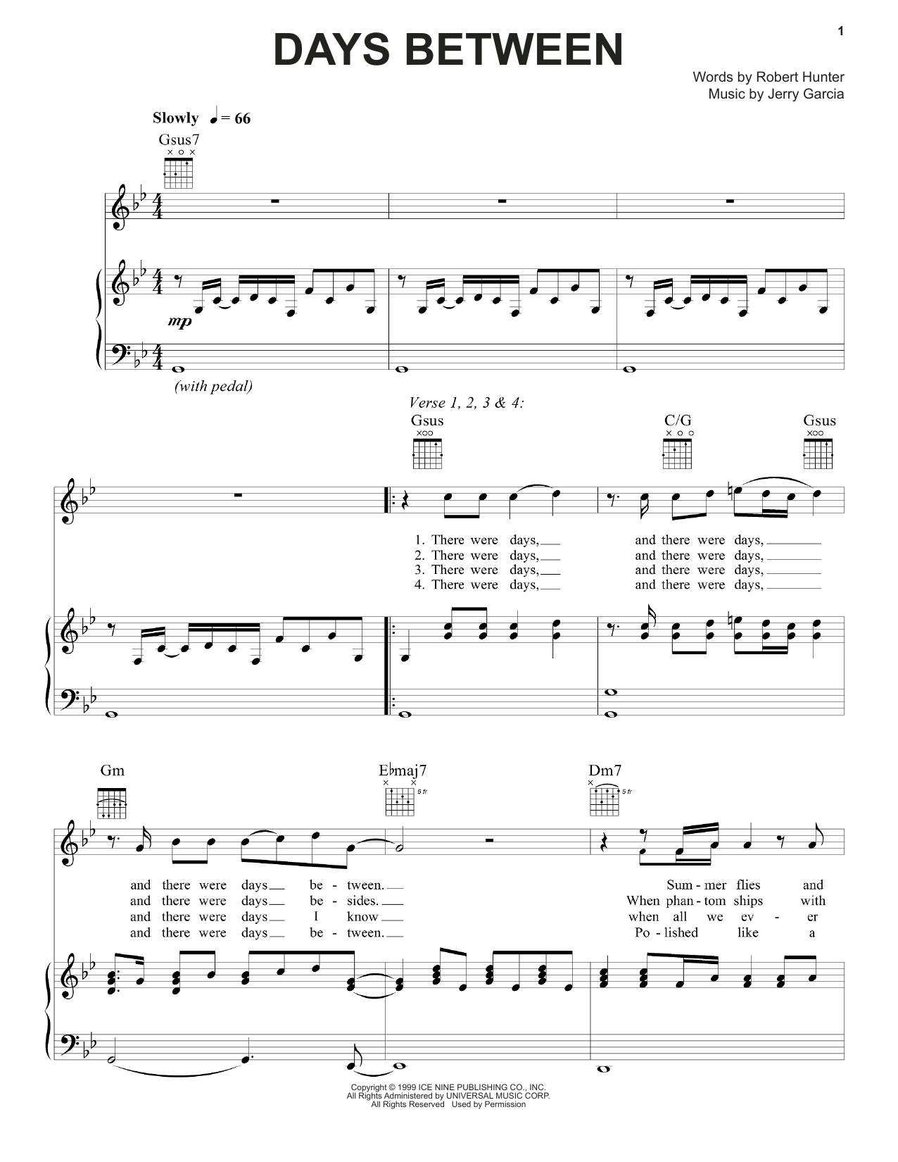 Grateful Dead Days Between Sheet Music