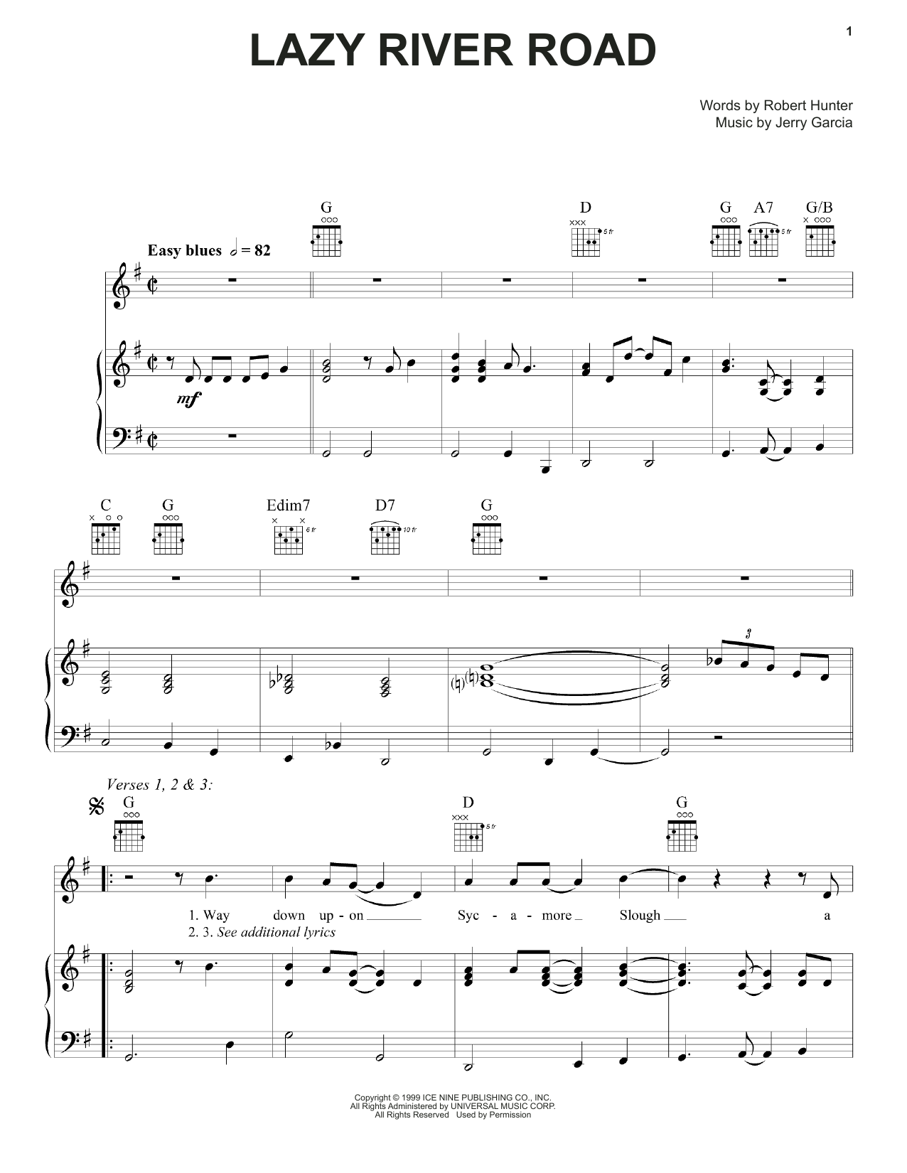 Grateful Dead Lazy River Road Sheet Music