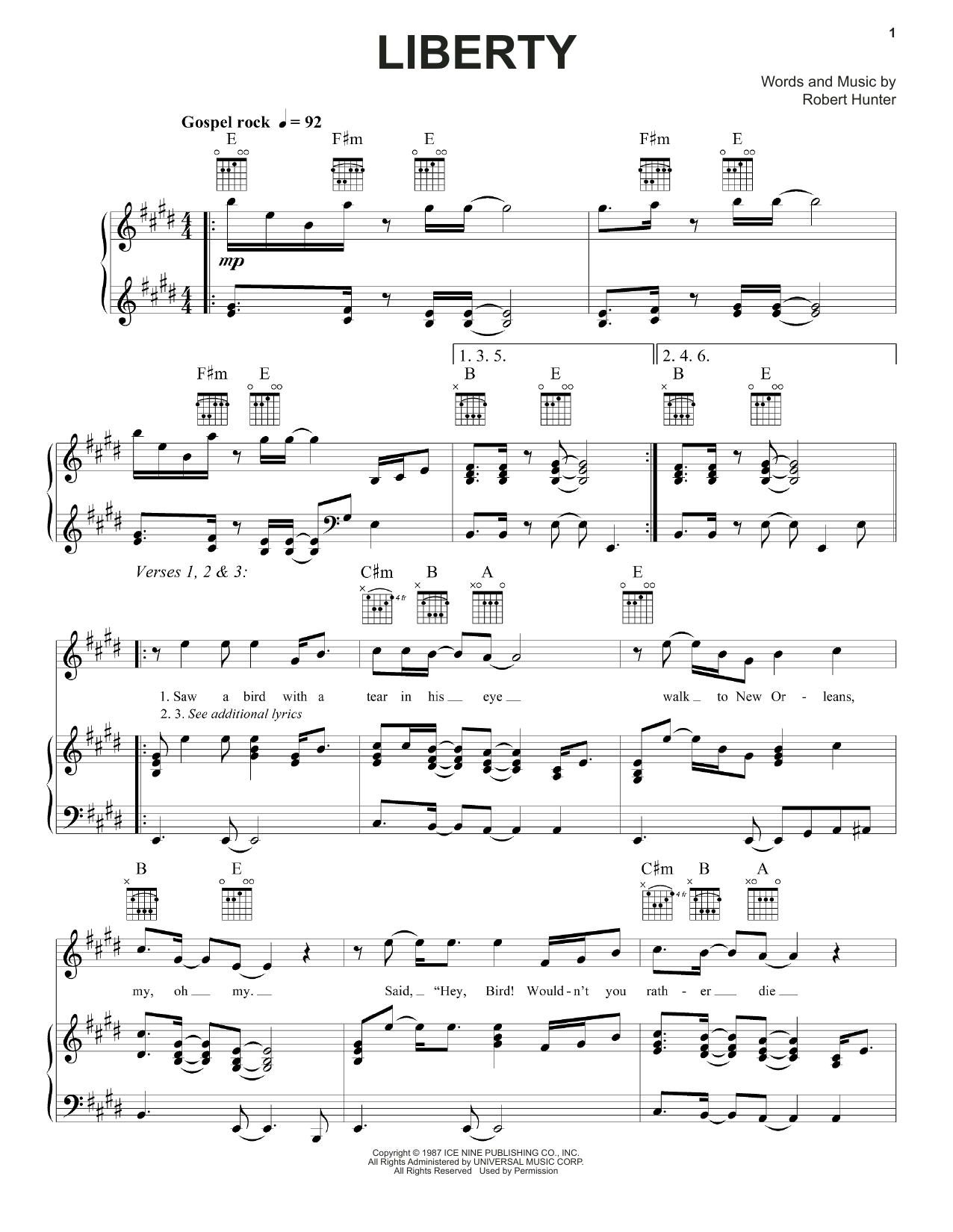 Grateful Dead Liberty Sheet Music