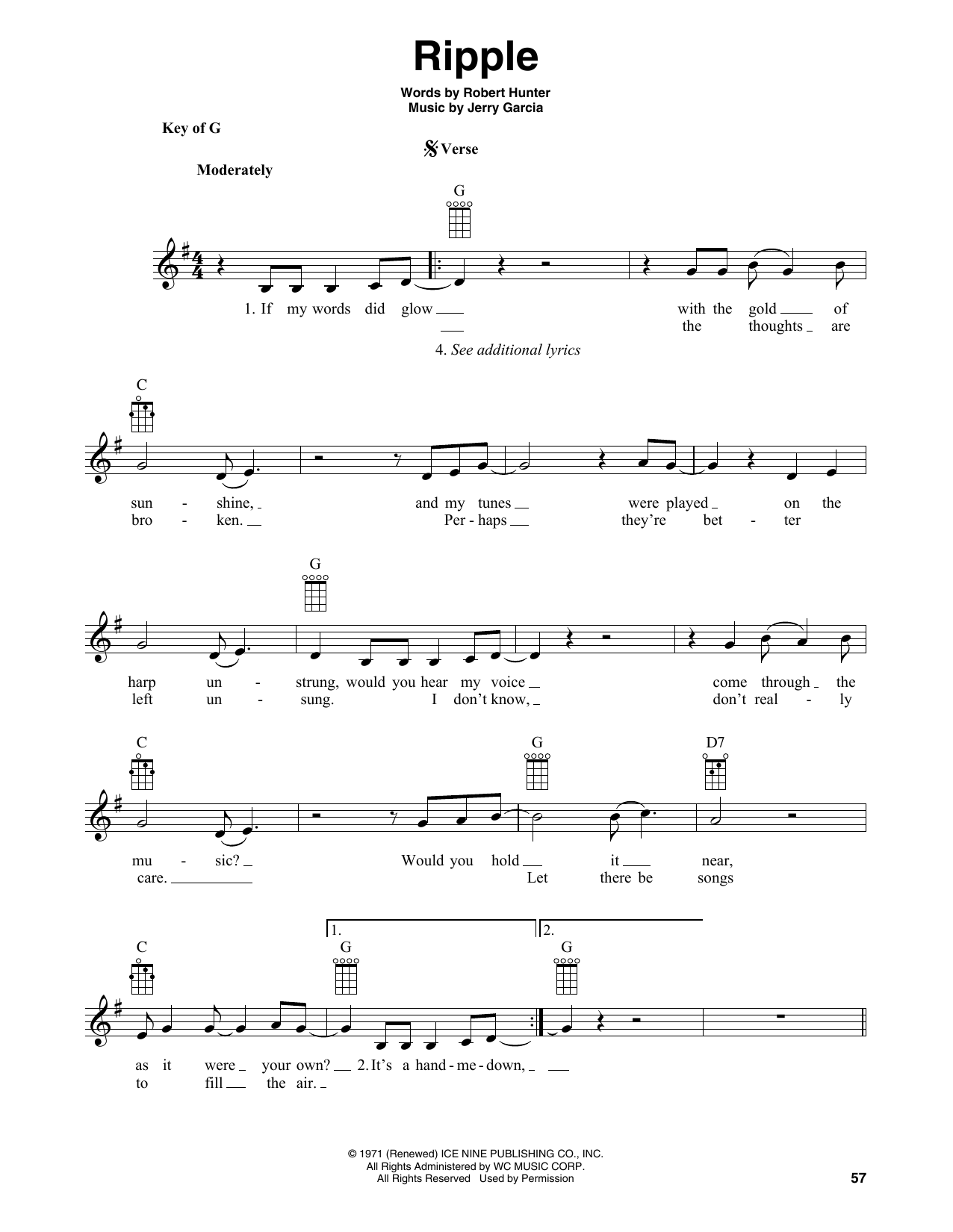 Grateful Dead Ripple (arr. Fred Sokolow) Sheet Music